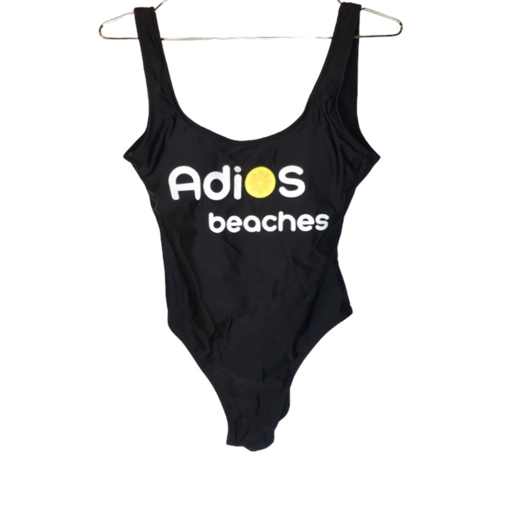 NO BOUNDARIES 1pc Black Swim Suit w/ ADIOS BEACHES